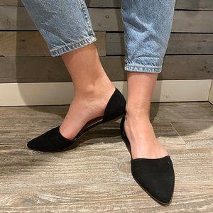 J Crew Pointy Toed Zoe Suede Flats in Black